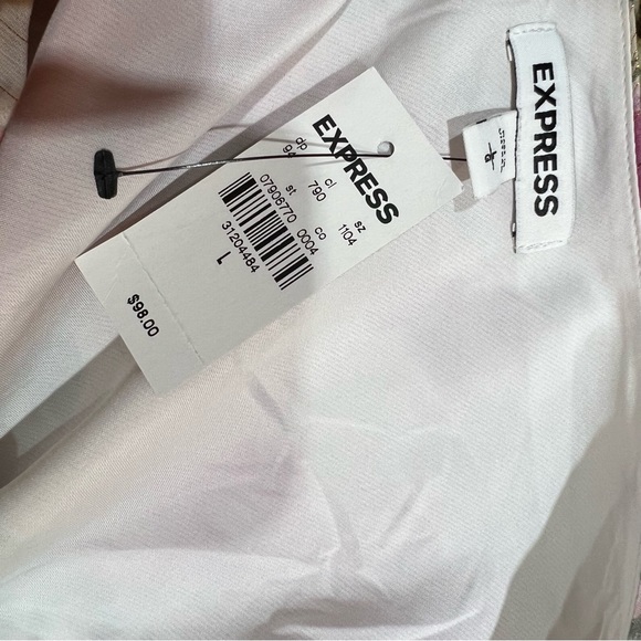 Express Metallic Floral One Shoulder Pleated Faux Wrap Front Romper Large - Picture 7 of 13